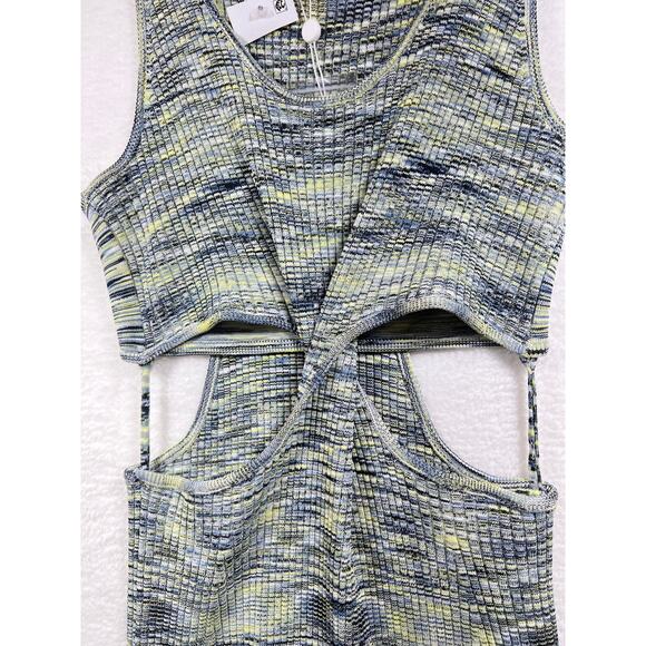Jonathan Simkhai Rib Knit Cut Out Basil Space Dye Colleen Midi Dress Medium - Picture 6 of 15